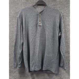 Farah Shirt‎ Mens Medium Gray Pullover Sweater 3 Button Front Stretchy Knit